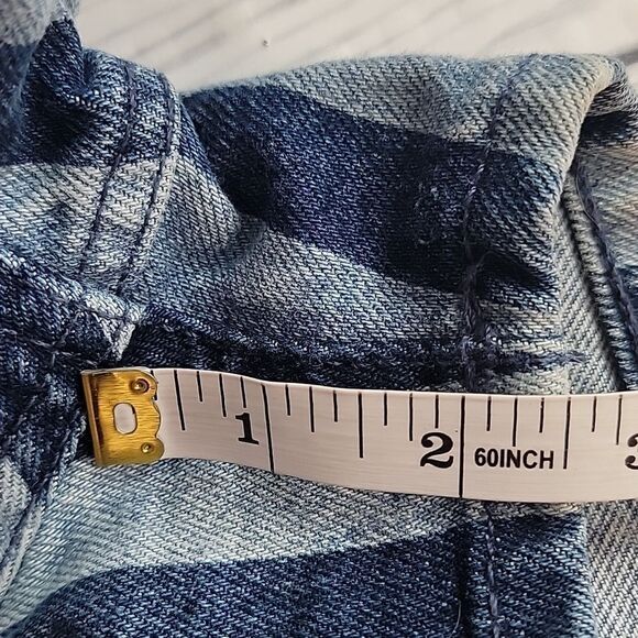 Zara shorts blue denim striped high rise Women's Size 4 - Picture 8 of 8